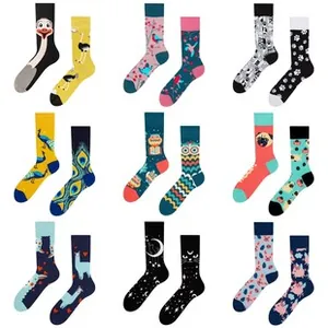 Detailed grid showing nine pairs of novelty socks with Halloween pumpkin and animal patterns