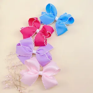 Handgefertigte Mädchen Haarklammern mit Wellenkante in Blau, Rosa, Lila und Rosérot