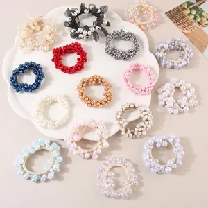 Chouchous Élastiques Élégants en Künstliche Perles d'imitation Pour Femmes Attaches de Cheveux en Künstliche Perles Faites à la Main Accessoires de Cheveux Style Coréen