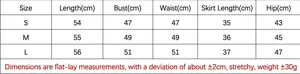 Detailed size chart for grey houndstooth suit set including S, M, and L measurements