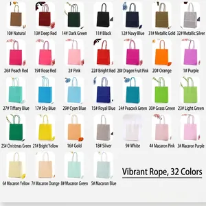 Bulk colorful kraft paper gift bags with handles in 32 vibrant macaron and metallic shades