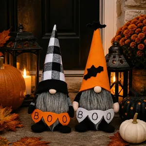 Set gnomi di Halloween in peluche con bandiera BOO e ali di pipistrello per feste