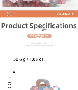 Dimensions de la pince à cheveux fleur avec un poids de 30,6g et une hauteur de 5,8 cm