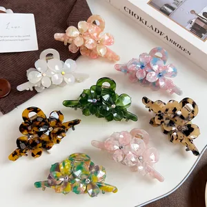 Pince à Cheveux Fleur en Acétate Strass Fleur pour Femmes Accessoires de Coiffure Doux Élégant Pince Antidérapante