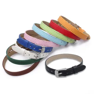DIY colorful PU leather accessory straps with silver buckles in ten vibrant color options