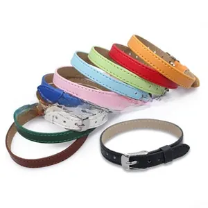 DIY colorful PU leather accessory straps with silver buckles in ten vibrant color options