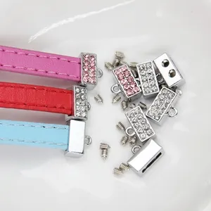 Macro view of colorful sequin leather straps and rhinestone encrusted metal buckle parts