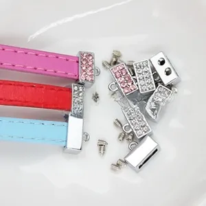 Macro view of colorful sequin leather straps and rhinestone encrusted metal buckle parts