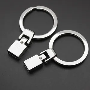 Detail of silver polished metal keychains in 8mm and 10mm sizes with rhinestone