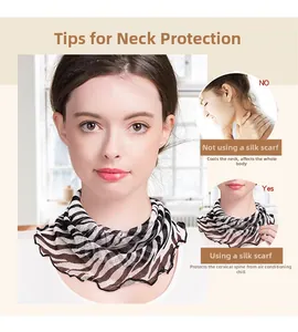 Detail view of zebra striped silk neck gaiter featuring lettuce edge trim
