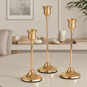 Modern Metal Candle Holders Iron Slender Stem For Wedding Dining Table Home Decor Elegant European Style