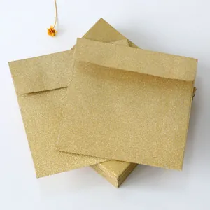 Square glitter gold envelopes with premium self-adhesive flap for elegant wedding invitations