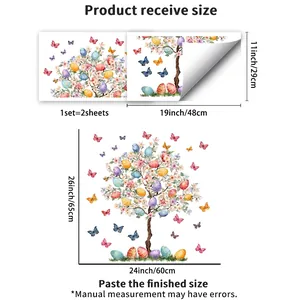 Easter floral egg tree and butterfly wall stickers set with detailed size dimensions