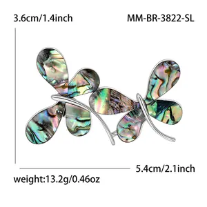 Elegant butterfly brooch with rainbow abalone shell wings and silver frame 5.4cm