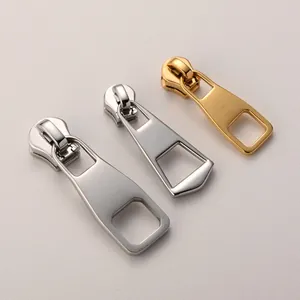 Glossy 316 stainless steel zipper pulls in gold and silver for bags and apparel