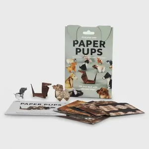 DIY origami paper pups kit including colorful patterned paper and instructions