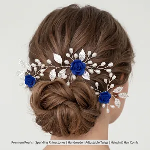 Pettine Per Capelli E Forcine Per Sposa Fatti A Mano Fiore Di Rosa Künstliche Perle Imitazione Strass Gioielli Eleganti Per Matrimonio Donna