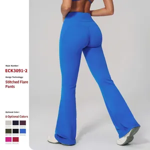 Women High Waist Flared Yoga Pants Butt Lifting Tummy Control Sports Leggings Naked Feel Athletic Workout Flare Pants