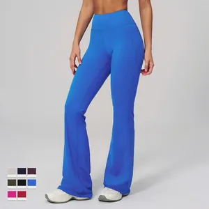 Women's high waist flared yoga pants in royal blue, available in 8 vibrant colors