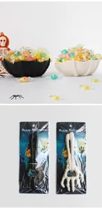 Halloween skull hand decorative bowl and skeletal bottle opener set for party decor