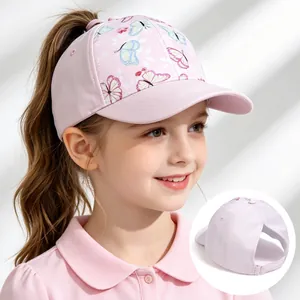 Ponytail Baseball Cap High Pony Tail Hole Sun Protection Adjustable Solid Color Leopard Butterfly Print Breathable Outdoor Sporty