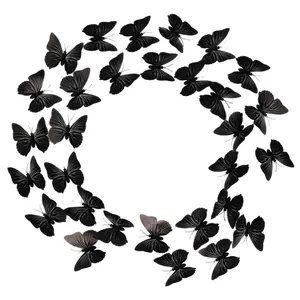 3D black butterfly wall stickers with realistic textures for Halloween home decor set
