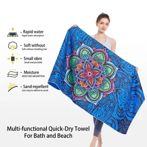 Microfiber Quick Dry Beach Towel Large Sand Free Absorbent Mandala Bohemian Tropical Print For Adult Travel Yoga