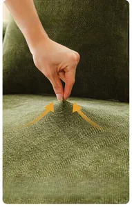 Détail du tissu chenille à chevrons haute élasticité montrant sa grande extensibilité