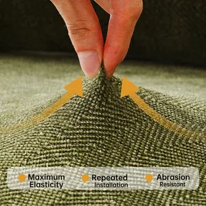 Housse de canapé en chenille vert foncé avec motif chevrons et texture élastique