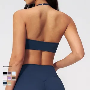 Marineblaues Yoga-Sport-BH- und Leggings-Set aus weich gebürstetem Stoff für Damen