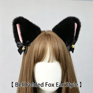 Handmade Faux Fur Cat Fox Ears Headband Long Plush Tail Bell Choker Costume Accessories Cosplay Lolita Style