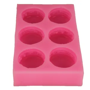 Rosafarbene 3D Silikonform mit 6 runden Mulden für Macarons, Seifen und Bastelarbeiten