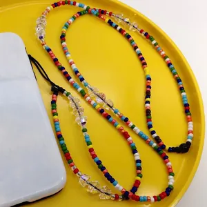 Handmade Colorful Polymer Clay Heishi Beads Phone Chain Crossbody Phone Lanyard With Evil Eye Star Flower For Women Men