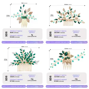 Guida alle taglie con dimensioni e peso per quattro pettini per capelli con strass