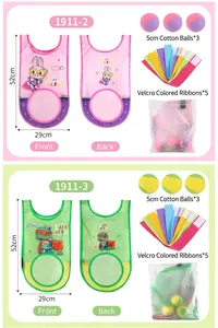 Detailed size chart and component list for pink rabbit and green dinosaur vest sets