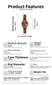 Détails de la montre carrée or rose avec bracelet en cuir brun et mouvement à quartz