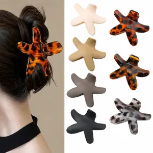 Starfish Shape Hair Claw Clip For Women High Volume Shark Clip Matte Glossy Tortoiseshell Leopard Print Hair Accessories