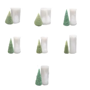 7 sets of Christmas tree silicone molds for DIY scented candles and plaster ornaments