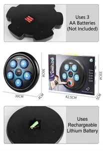Dettaglio della macchina da boxe musicale con opzioni batteria e bersagli LED tondi