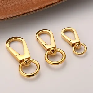 Polished gold lobster swivel clasp with O-ring for DIY keychain and bag accessories