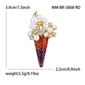 Détails de la broche crème glacée avec dimensions 3,9cm x 2,2cm et poids de 5,5g