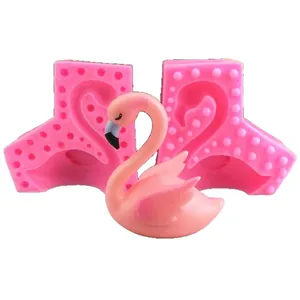 Pink flamingo silicone mold set for DIY fondant cake decoration and plaster resin crafts