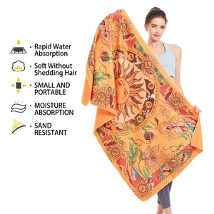 Serviette De Plage En Microfibre Séchage Rapide Absorbante Grande Serviette De Bain Pour Natation Voyage Sport Mandala