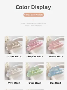 Detailed set of cloud-shaped iridescent hair claws in six soft pastel colors