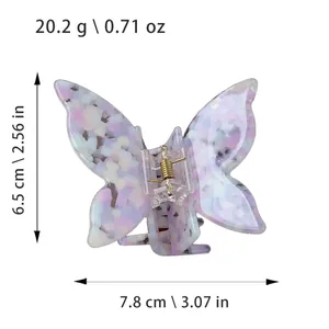 Bunte Schmetterling Haarklammer aus Acetat mit rosa und violettem Mosaikmuster
