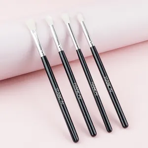 Set of 4 professional eye makeup brushes with black handles and soft white bristles
