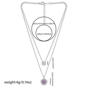 Technical detail of double layer necklace showing chain lengths and pendant sizes