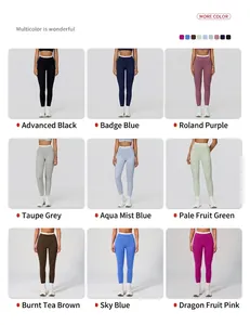 Yoga-Leggings mit hohem Bund in neun Farben und kontrastierendem weißem Taillenbund-Detail
