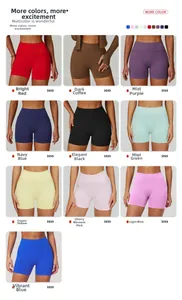 Short de yoga sans couture taille haute disponible en dix couleurs de fitness