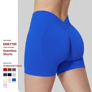 Short de Yoga Sans Couture à Taille Haute pour Femmes Push-up Fessier Taille en V Entraînement Fitness Sport 7790